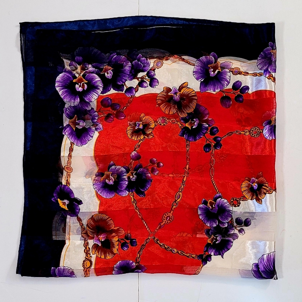 Pansy silk scarf